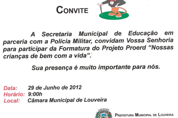 Formatura dos alunos do Proerd acontece no próximo dia 29